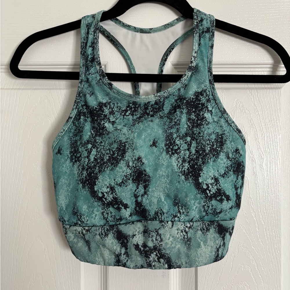 Tone It Up Green & Black Racerback Sports Bra | Size S